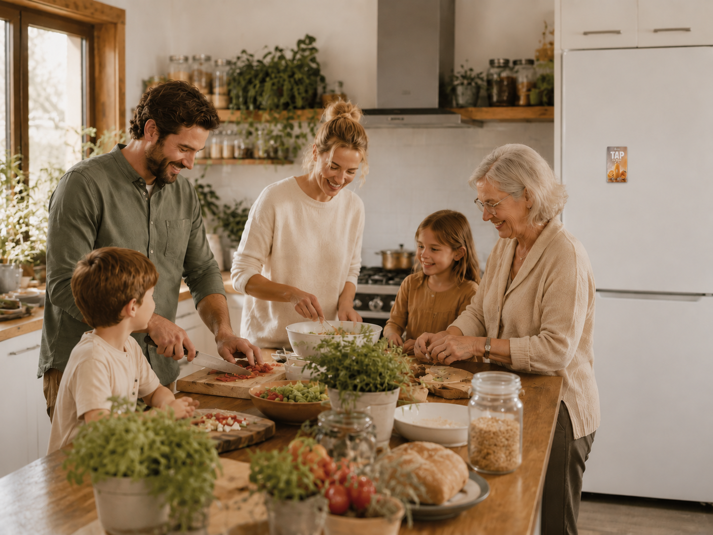 Family preparing a meal together